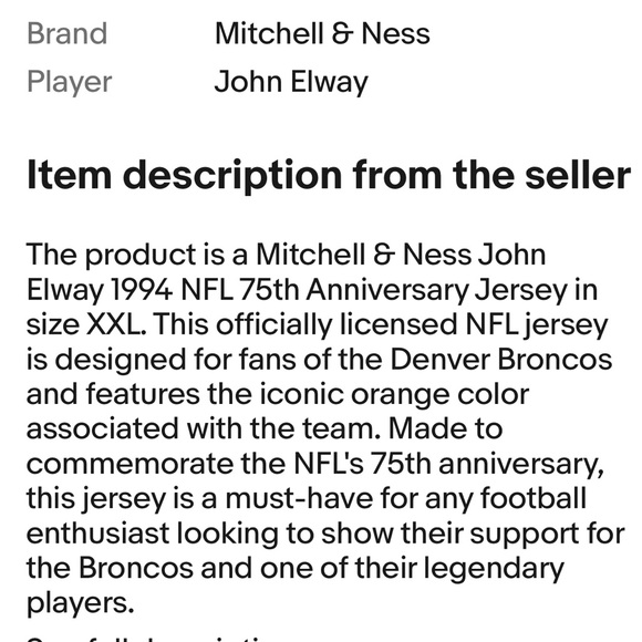 Mitchell & Ness John Elway 75th addition anniversary jersey - Picture 9 of 10